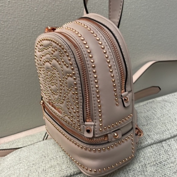 Michael Kors Rhea Mini Zip Studded Convertible Backpack bag pink rose gold - Picture 4 of 9